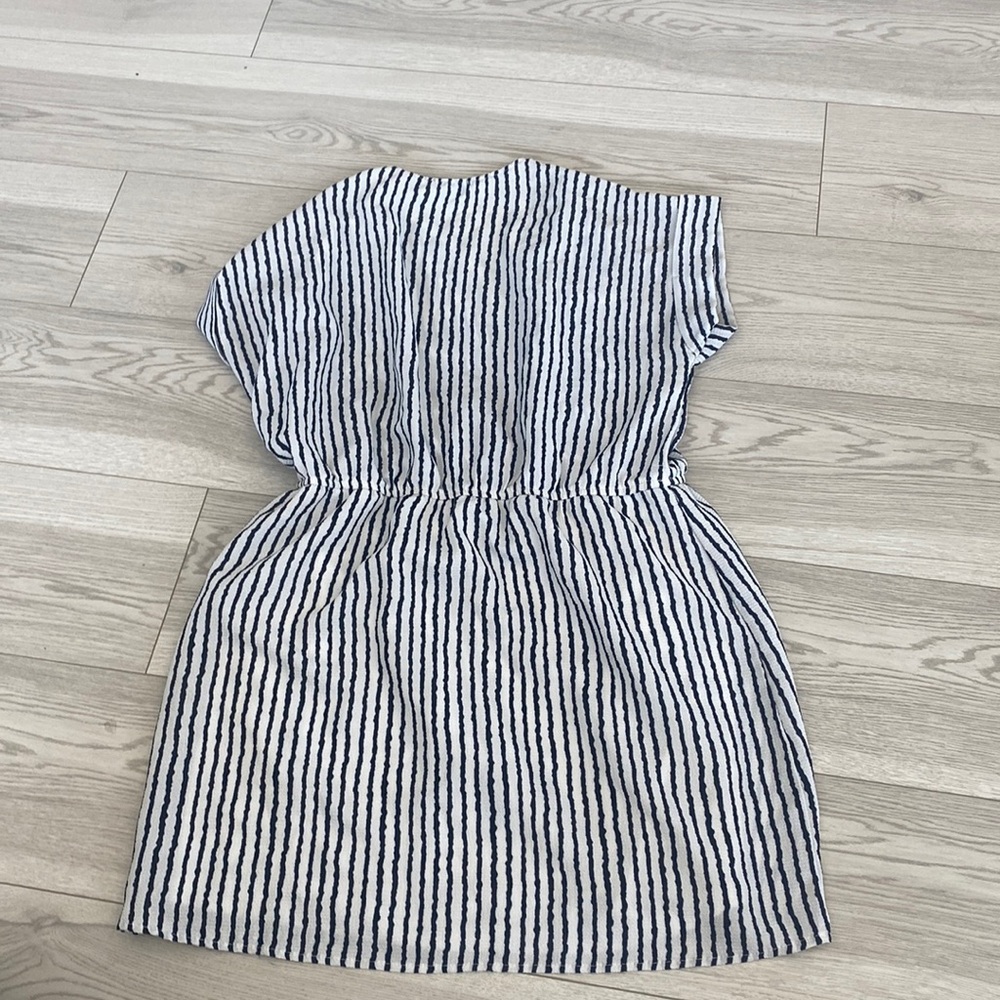 black and white striped romper with zipper in back